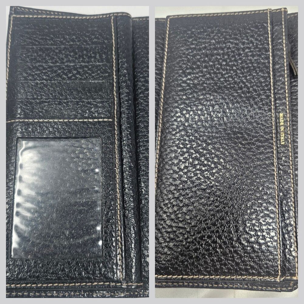 Kate Spade Wallet Womens Black Pebble Trifold Leather Wallet Made Italy 7.25"x4" - Picture 12 of 14